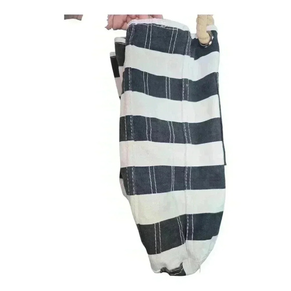 Getagadget Cape Cod Ma Tote Bag Purse Navy White Striped Rope Handles *READ* - Picture 15 of 16